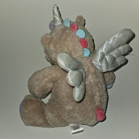 Silver One Pink-ish Winged Unicorn Plush 12" Stuffed Animal Toy Lovey Stars Blue - Picture 7 of 11